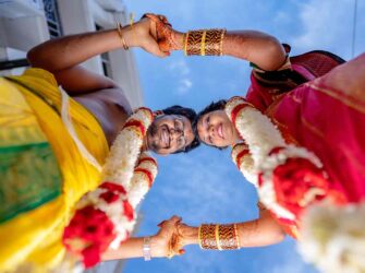 A Sundown Wedding Dream: Where a Peach Lehenga Meets Twilight Magic